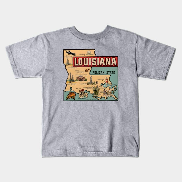 Louisiana - The Pelican State Kids T-Shirt by Desert Owl Designs